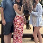 12th Tribe Red orange light pink white  satin maxi flower skirt Photo 3