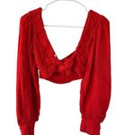 Jen's Pirate Booty Jen’s Pirate Booty NEW Red Gauze Cotton Crop Top Photo 1