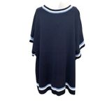 Talbots  NWT Navy Blue Crewneck Heavy Knit Poncho M/L Medium‎ Large Striped Photo 2