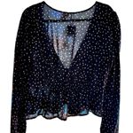 Free People Maye Printed Top Black Small White Polka Dots XL Photo 5