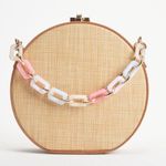 Woven Straw Canteen Crossbody Bag Tan Photo 2