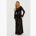 Beach Riot NWT $248  Ariana Long Sleeve Cotton Crochet Cover-Up Dress  BLACK S Photo 2