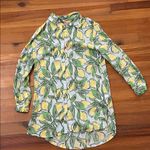 Isaac Mizrahi Linen Lemon Print Button-Up Shirt Dress Cover Up Womens Medium NEW Photo 2