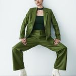 ZARA  FAUX LEATHER FULL LENGTH HIGH WAIST TROUSERS PANTS GREEN SIZE XS NEW Photo 7