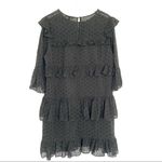 Madewell  Black Eyelet Waterlily Ruffle Whimsigoth Romantic Mini Dress Size 12 Photo 3