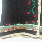 Women’s ugly Christmas sweater vest Embroidered Beaded Poinsettias Large Black Photo 2