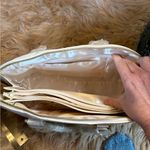 joy & iman  Cream Pebble Leather Satchel Purse Photo 5