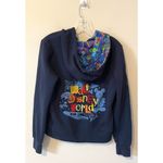 Disney Walt World Park Embroidered Graphic Hoodie Sweatshirt Navy Blue Medium Photo 1