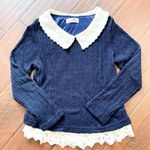 Navy Lace Sweatshirt Blue Size M Photo 0