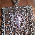 Artistic Pink Crystal and Pink Bead Rose Gold Tone Pendant Necklace Photo 6