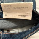 American Eagle  Super Hi-Rise Mini Jean Skirt Stretch Embroidered Distressed SZ 0 Photo 9