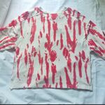 Rachel Zoe White Red Tie-Dye Dolman 3/4-Slv Sweatshirt Top EUC M Photo 2