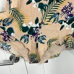 For Love & Lemons New Large Cream, Green Tropical Print Short Sleeve Romper Photo 9