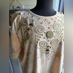 Vintage Art Wear puff paint celestial charm tie dye tunic tshirt dress, size OS Gold Photo 3