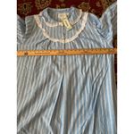 National Geographic National Blue White Stripe Long Sleeve Cotton Front Nightgown Lace Collar PXL Photo 8