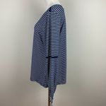 Fred David Top Womens XL Navy Striped Crochet Lace Long Tie Sleeve Scoop Neck Photo 7