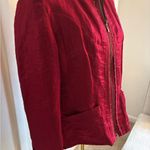 Chico's Chico’s Size 2 (Size L / 12–14) Neva Crimson Linen-Blend Zip-Up Blazer Jacket Photo 2