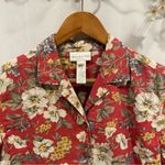Jones New York Adorable 90’s-Y2K rose peach floral short sleeve linen blend breezy blouse Photo 3