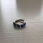 18K White Gold Plated Adjustable Blue Crystsl Sapphire Ring for Women Photo 1