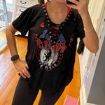 Rock Rose Couture Lace Up Distressed Band Tee Photo 1