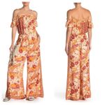 Free People NWT  Carmen Jumpsuit Off Shoulder Floral Wide Leg Size Small Bohemian Photo 13