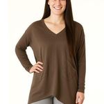 Bryn Walker Alexis Tunic Top Mink Brown Size Small S Pockets LAGENLOOK OVERSIZED Photo 0