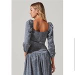 ASTR  Puff Sleeve Sweetheart NECK Dress Blue Floral Photo 3