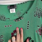 Slinky Brand Plus 1X Tunic Top Asymmetric Geometric Print V-Neck Lagenlook Green Photo 4