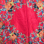 ZARA  Red Black Gold Floral Satin Silk Paisley Leaf Scroll Patterned Square Scarf Photo 3