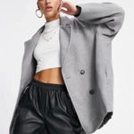 Free People Gray Double Breasted Hannah Slouchy Blazer Coat Photo 0