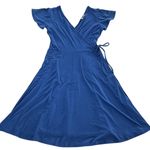Gilli Wrap Dress Womens Small Blue Short Sleeve Flare A Photo 0
