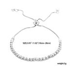Boutique NEW White Gold‎ Plated S925 Simulated Diamond Slide Tennis Bracelet, Adjustable Photo 14