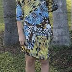 MT Collection Womens Dress Sz XL Off Shoulder Cover Up Brown Blue Black Gold NEW Photo 18