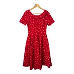 GOWN TOWN Red Polka Dot Dress Fit and Flare Bow Pin Up Retro 50s Size Medium NWT Photo 1