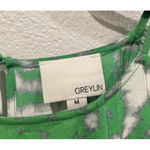 Anthropologie GREYLIN Green White Silk Sleeveless Halter Mini Dress Photo 1