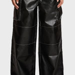 Edikted ‎ Faye Faux Leather Cargo Pants Photo 0