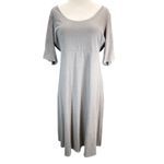 Garnet Hill Garnet‎ Hill Women's Gray Midi Casual Dress Scoop Neck Short Sleeve Medium Photo 1