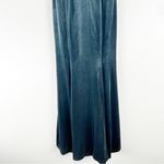 WATTERS Evelyn Steel Blue Stretch Velvet Off Shoulders V Photo 8