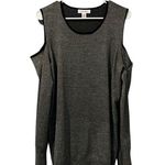 Calvin Klein NEW Women's Gray Contrast-trim Cold-shoulder Sweater Top Size Large Photo 1