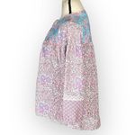 Shoshanna Solado Blouse Women's XS Pink Blue Floral 3/4 Sleeves Split V-Neck Photo 3