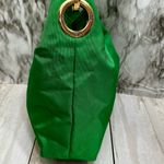Vibrant Green Nylon Hobo Shoulder Bag Black Strap Gold Hardware Tote Bold Bright Photo 2