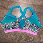 Victoria's Secret VSX  PINK Logo 34B Pullover Sports Bra Turquoise Print Racerback Photo 4