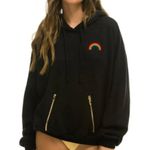 Aviator Nation NEW  Rainbow Embroidery Relaxed Pullover Hoodie  Sweater Sz S Photo 0