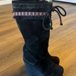 Diane Von Furstenberg  Jimson Tall 4" Wedge Boots Suede Boho Tribal Fringe Sz 7 M Photo 6