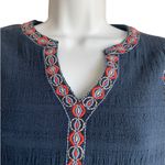 THML  Women Top S Blue Southwest Embroidered Gauzy Fringe Boho‎ Cowgirl Festival Photo 10