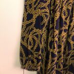 Michael Kors  Navy Blue Gold Chains Design Blouse Size Large 3/4 Sleeve Photo 3