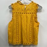 Maeve Anthropology  size 6 Yellow Eyelet Ruffle Tilly Sleeveless Top 100% cotton Photo 4
