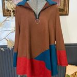 IC Collection Colorblocked Asymmetrical Quarter Zip Jacket ~ Size L 💛🍄 Brown Size L Photo 0