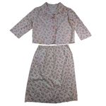 Homemade Floral Jacket Skirt Set – Women's S Pink Button Front Cotton Rayon White Size 16 Photo 9
