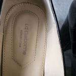 Liz Claiborne Black Croc Embossed Block Chunky Heel Loafer Gold Womens Size 8 Photo 6